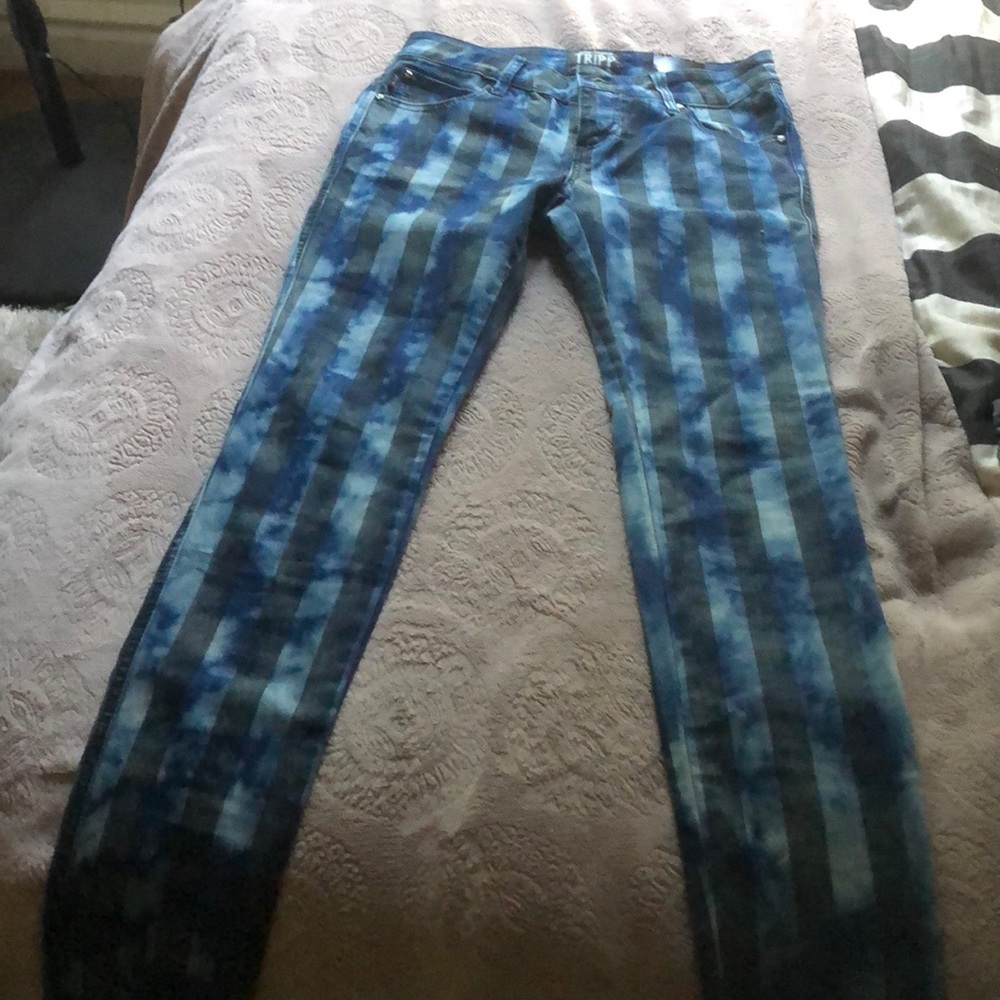 Super skinny dark denim pinstripe jeans